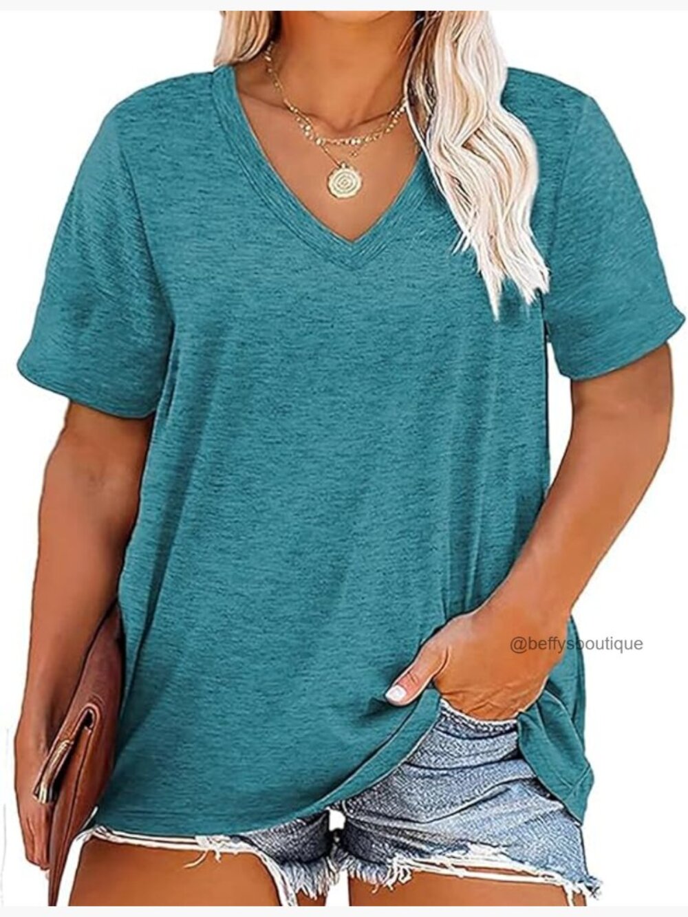 Plus Size V Neck T Shirts Short Sleeve Loose Fit Tees Casual Summer Tops